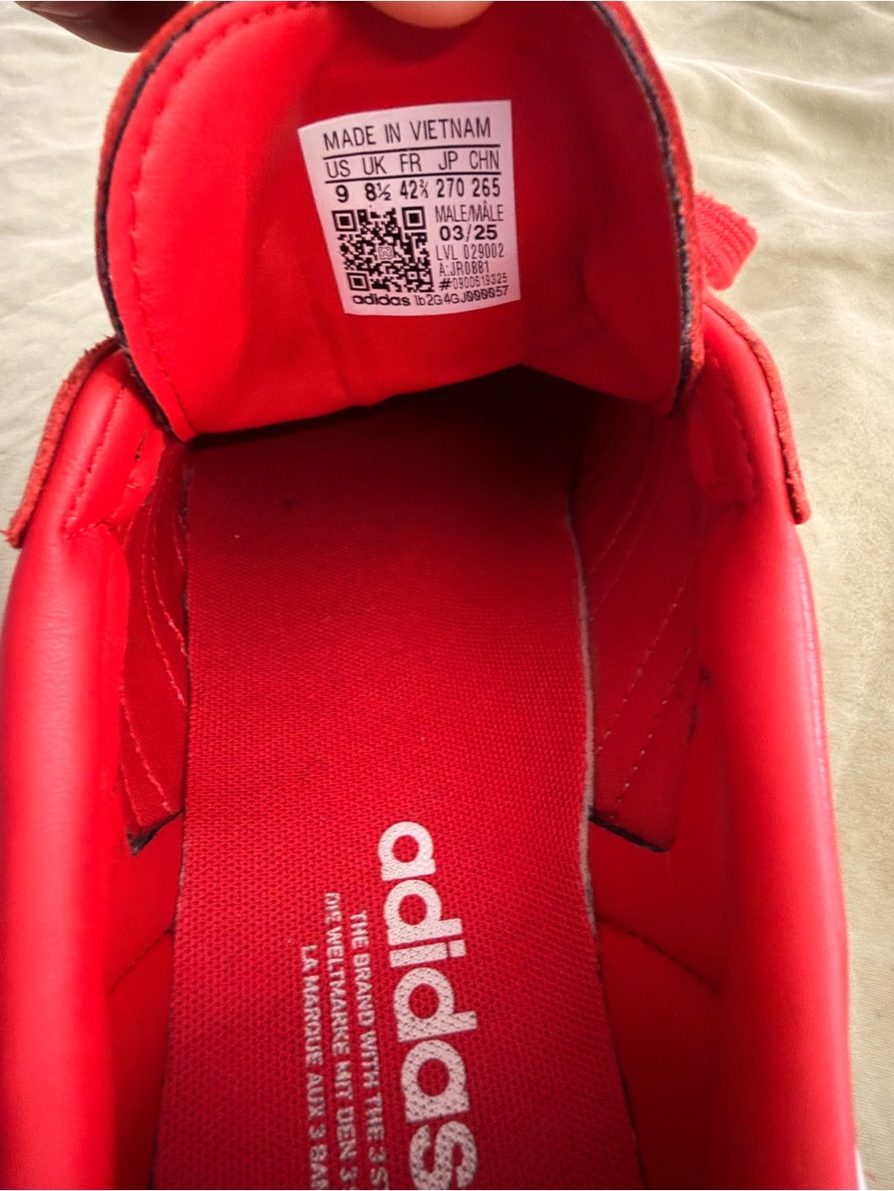 Adidas “UNISEX” Red Samba Sneakers with White Stripes - Picture 9 of 9